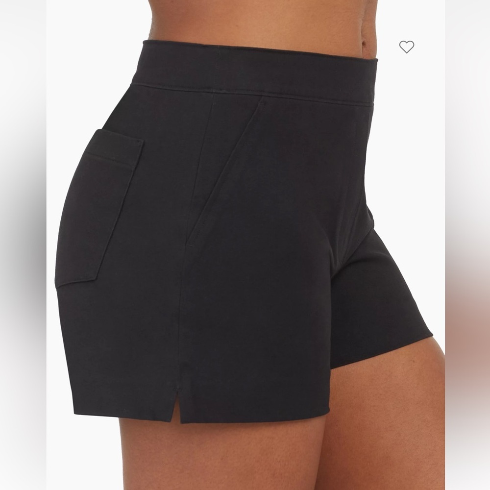 SPANX sz S polished black 6” inseam Cotton blend On The Go pullon stretch shorts - Picture 7 of 16